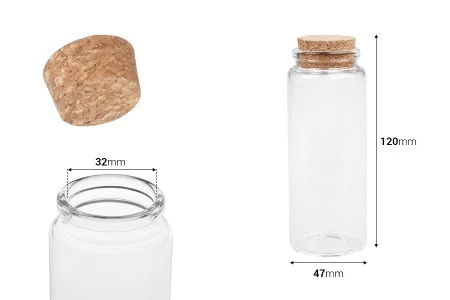 Staklena flašica sa plutanim čepom za poklončiće 150mL sa plutanim čepom - 12 kom-2