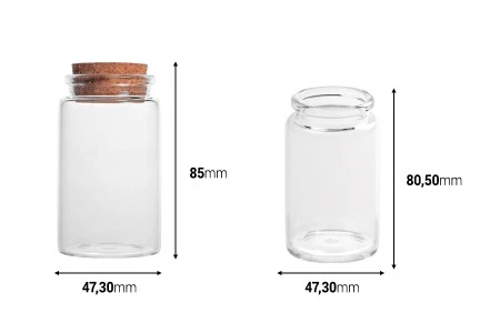 Staklena bočica 100mL širokog grla 47x85 sa konusnim plutanim čepom - 6 kom-2