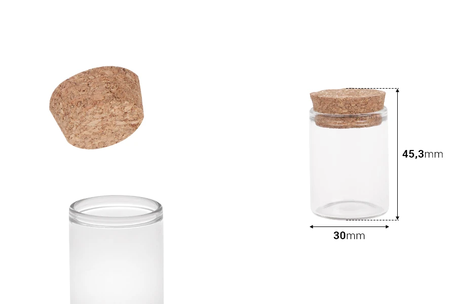 Staklena bočica sa plutanim čepom 20mL - 12kom-dimenzije_slike