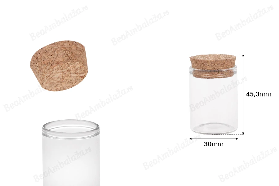 Staklena bočica sa plutanim čepom 20mL - 12kom-dimenzije_slike