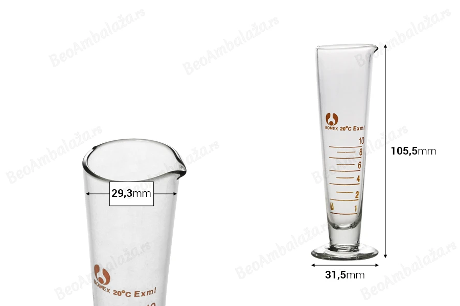 Staklena menzura zapremine 10mL-dimenzije_slike