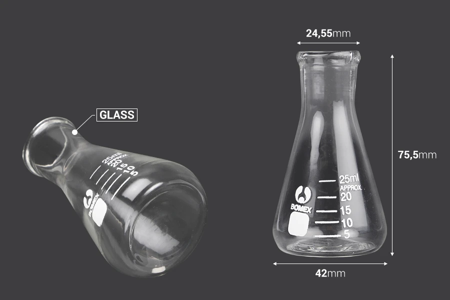 Staklena bočica Erlenmeyer 25mL Staklena bočica Erlenmeyer 25mL