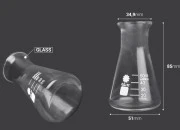 Staklena bočica Erlenmeyer 50mL-dimenzije_slike