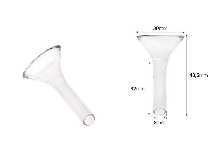 Stakleni levak prečnika 30 mm (prečnik cevčice 8 mm) Stakleni levak prečnika 30 mm (prečnik cevčice 8 mm)