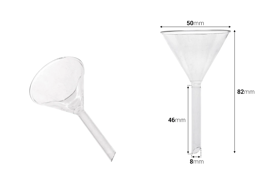 Stakleni levak prečnika 50 mm (prečnik cevčice 8 mm) Stakleni levak prečnika 50 mm (prečnik cevčice 8 mm)