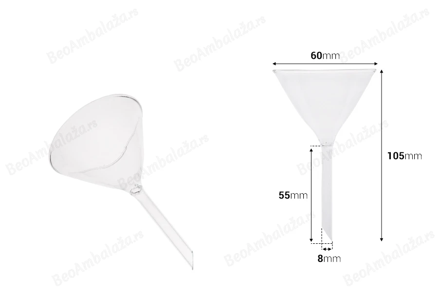 Stakleni levak prečnika 60 mm (prečnik cevčice 8 mm)-dimenzije_slike
