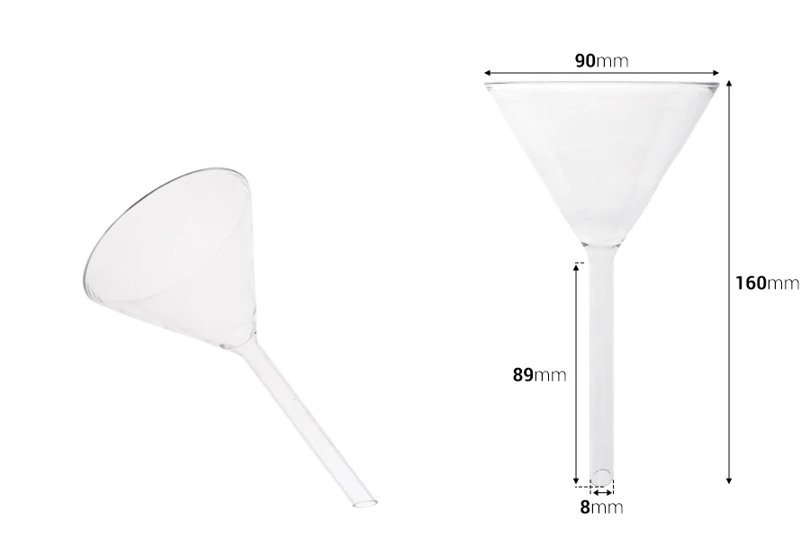 Stakleni levak prečnika 90 mm (prečnik cevčice 8 mm) Stakleni levak prečnika 90 mm (prečnik cevčice 8 mm)