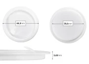 Plastični međupoklopac (PE) bele boje, visine 3,43 mm i prečnika 44,30 mm (mali prečnik: 39,60 mm) - 12 kom