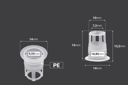 Plastični PE unutrašnji regulator toka prečnika 10,4 mm, za bočice sa grlom PP18 - 50 kom-2