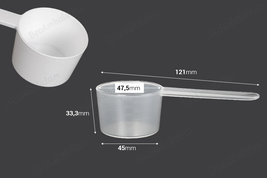 Merna kašičica od plastike 50mL (PE) sa oznakama - 6 kom-dimenzije_slike