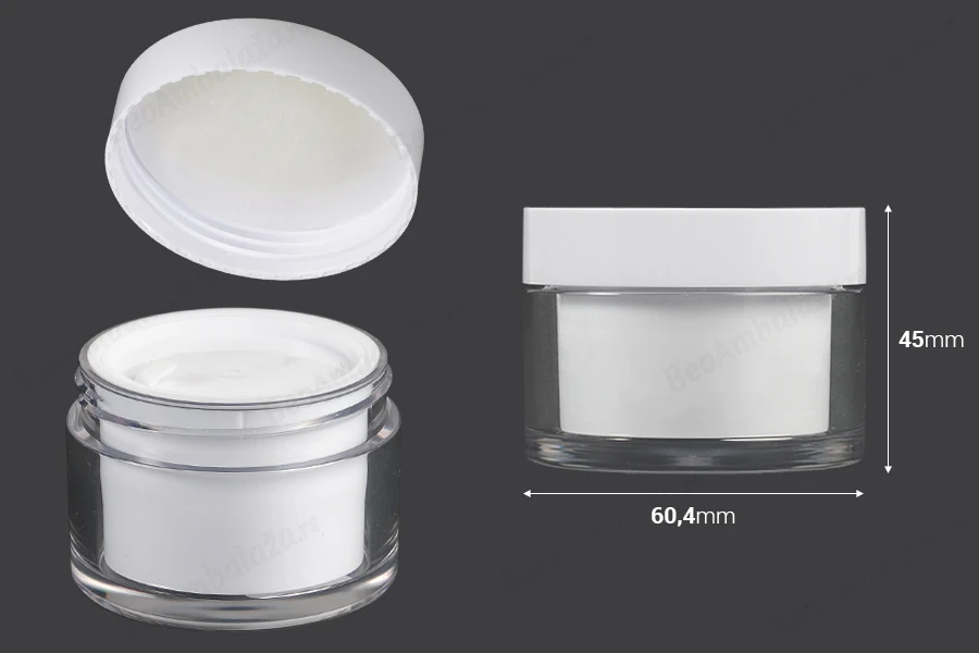 Teglica za kremu sa duplim dnom od 30mL sa zatvaračem i plastičnim međupoklopcem - 6 kom-dimenzije_slike