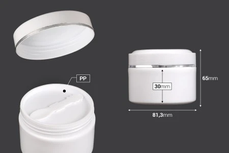 Plastična (PP) bela kutija 250mL sa zatvaračem, spatulom i plastičnim međupoklopcem - 12 kom-2