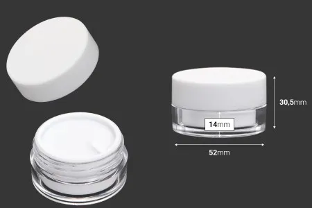 Akrilna kutijica od 15mL sa međupoklopcem i plastičnim belim zatvaračem - 6 kom-2