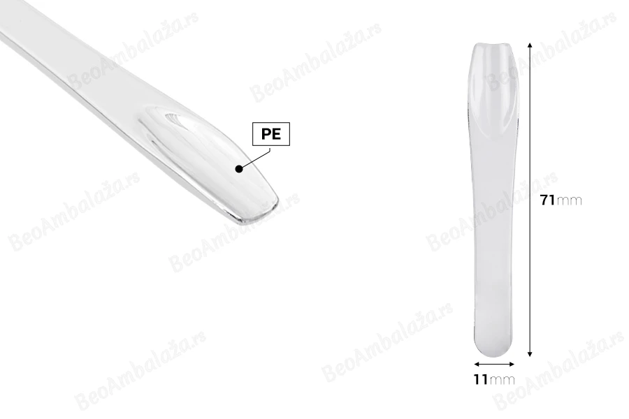 Plastična srebrna PE spatula 71x11mm za kreme - 24 kom-dimenzije_slike