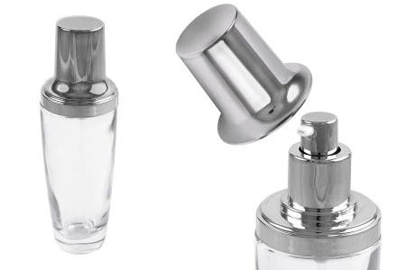 Staklena bočica 100mL za kreme, sa srebrnom pumpicom i zatvaračem-1