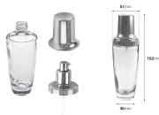 Staklena bočica 100mL za kreme, sa srebrnom pumpicom i zatvaračem Staklena bočica 100mL za kreme, sa srebrnom pumpicom i zatvaračem