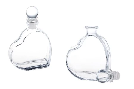 Staklena flašica 55mL u obliku srca sa staklenim čepom - (minimalna porudžbina 1 kutija)-1