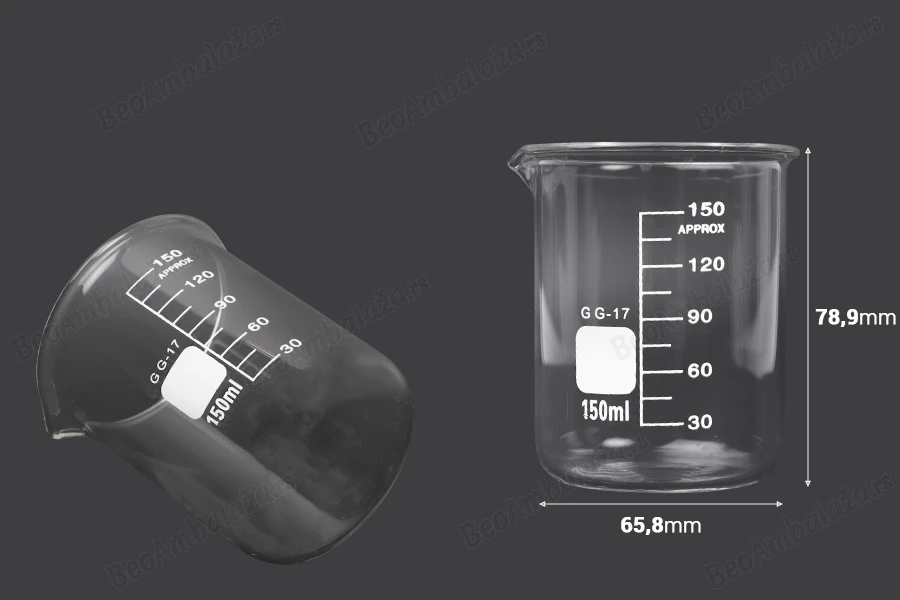 Staklena čaša 150ml-dimenzije_slike
