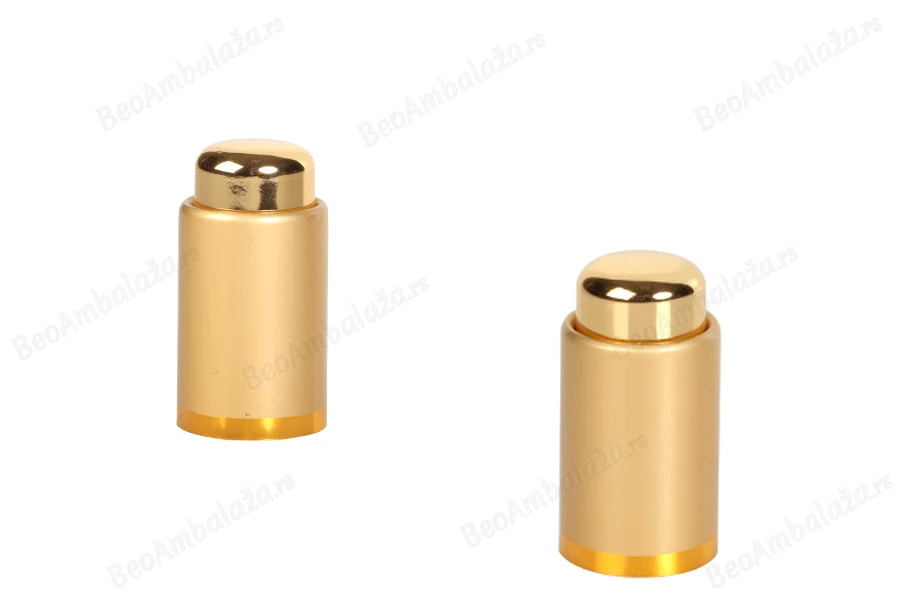 Luksuzni aluminijumski zatvarač u MAT zlatnoj boji sa dugmetom za pipete od 5 do 100 mL-slika_proizvoda