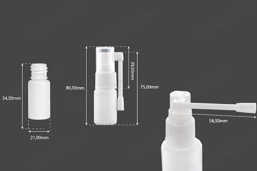 Flašica 10mL sa pumpicom i raspršivačem, za dermatološku i farmaceutsku upotrebu - 12 kom-dimenzije_slike
