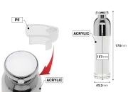 Luksuzna airless akrilna bočica 100mL za kreme sa pumpicom i zaštitnim zatvaračem-dimenzije_slike