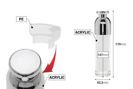 Luksuzna airless akrilna bočica 100mL za kreme sa pumpicom i zaštitnim zatvaračem-2