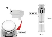 Luksuzna airless akrilna bočica 50mL za kreme sa pumpicom i zaštitnim zatvaračem-dimenzije_slike