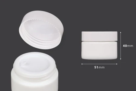 Staklena bela teglica za kreme 30mL sa belim plastičnim zatvaračem sa zaptivkom i međupoklopcem-2