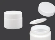 Staklena bela teglica za kreme 50mL, sa zatvaračem sa zaptivkom i međupoklopcem Staklena bela teglica za kreme 50mL, sa zatvaračem sa zaptivkom i međupoklopcem