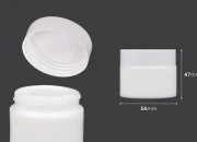 Staklena bela teglica za kreme 50mL, sa zatvaračem sa zaptivkom i međupoklopcem Staklena bela teglica za kreme 50mL, sa zatvaračem sa zaptivkom i međupoklopcem