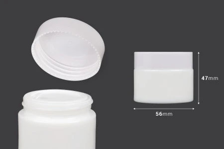 Staklena bela teglica za kreme 50mL, sa zatvaračem sa zaptivkom i međupoklopcem-2