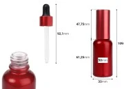 Staklena crvena bočica 30mL sa pipetom i zatvaračem
