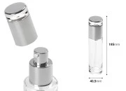 Staklena bočica 100mL sa srebrnom pumpicom i zatvaračem-dimenzije_slike