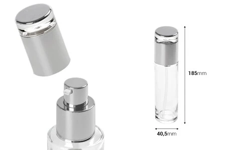 Staklena bočica 100mL sa srebrnom pumpicom i zatvaračem-2