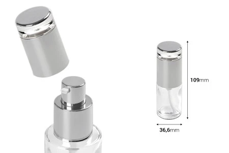 Staklena bočica 30mL sa srebrnom pumpicom i zatvaračem-2