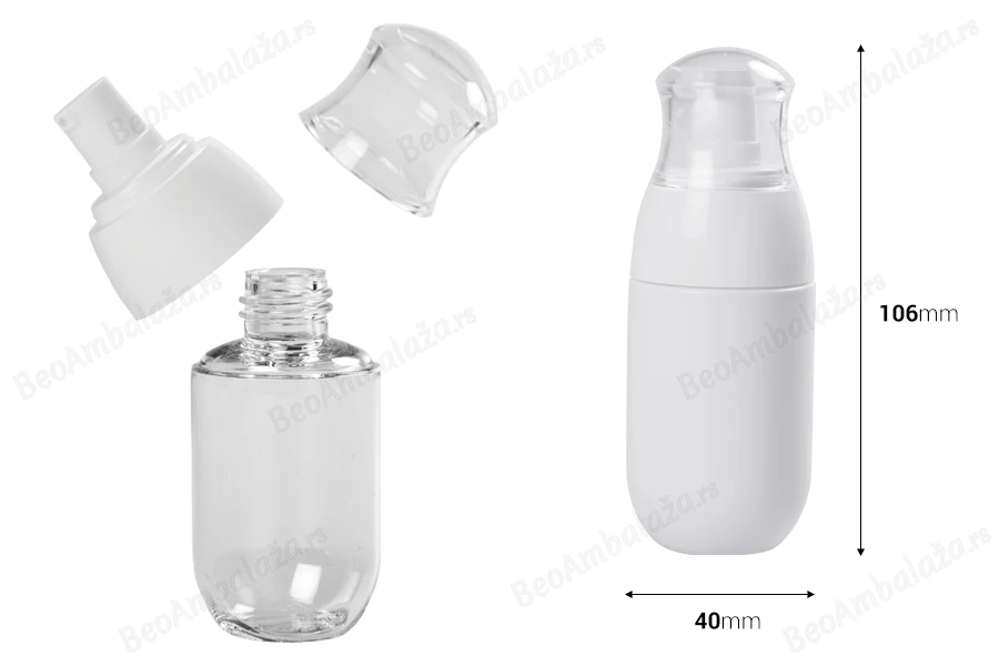 PET bočica 50mL sa belom pumpicom i providnim zatvaračem-dimenzije_slike