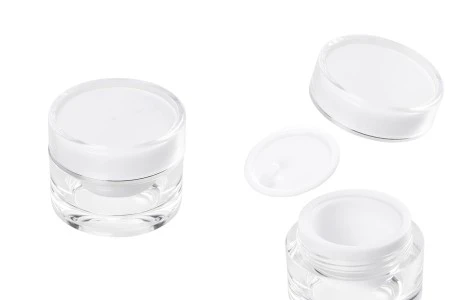 Luksuzna akrilna okrugla kutijica od 10mL sa unutrašnjom zaptivkom na zatvaraču i plastičnim međupoklopcem - 12 kom-1