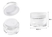 Luksuzna akrilna okrugla kutijica od 10mL sa unutrašnjom zaptivkom na zatvaraču i plastičnim međupoklopcem - 12 kom-dimenzije_slike