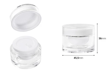 Luksuzna akrilna okrugla kutijica od 10mL sa unutrašnjom zaptivkom na zatvaraču i plastičnim međupoklopcem - 12 kom-2