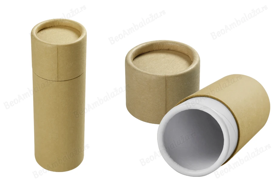 Cilindrična braon kartonska kutijica 40x116mm za bočice (bela iznutra) - 12 kom-slika_proizvoda