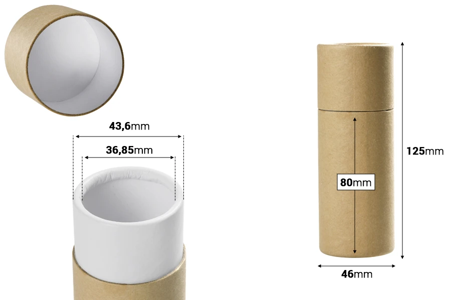 Cilindrična braon kartonska kutijica 46x125mm za bočice (bela iznutra) - 12 kom-dimenzije_slike