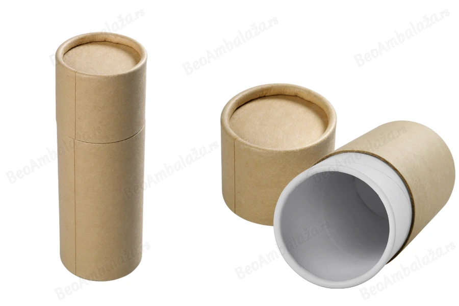 Cilindrična braon kartonska kutijica 51x145 mm za bočice (bela iznutra) - 12 kom-slika_proizvoda