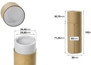 Cilindrična braon kartonska kutijica 36x102mm za bočice (bela iznutra) - 12 kom Cilindrična braon kartonska kutijica 36x102mm za bočice (bela iznutra) - 12 kom