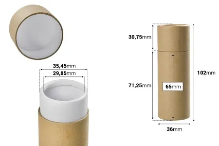 Cilindrična braon kartonska kutijica 36x102mm za bočice (bela iznutra) - 12 kom-2