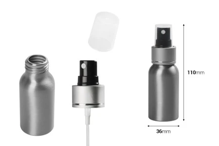 Aluminijumska boca 50mL sa sprejom i providnim zatvaračem - 10 kom-2