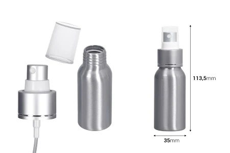 Aluminijumska boca 50mL sa sprejom i plastičnim zatvaračem - 10 kom-2