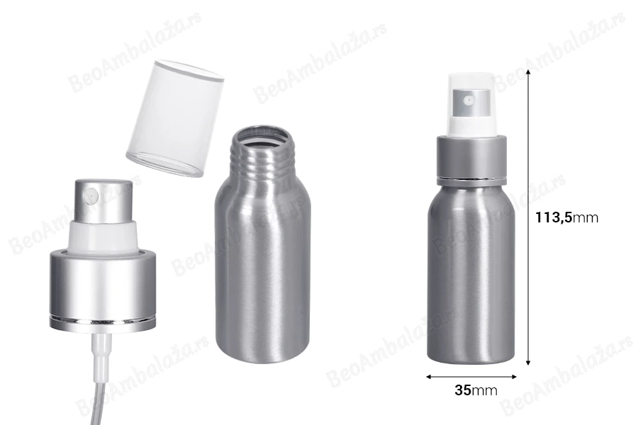 Aluminijumska boca 50mL sa sprejom i plastičnim zatvaračem - 10 kom-dimenzije_slike