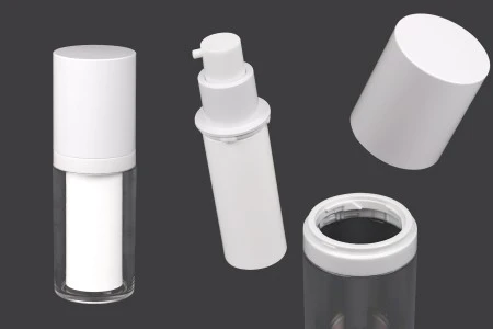 Dopunjiva plastična Airless flašica od 15 mL za kreme, sa spoljnim akrilnim kućištem-1