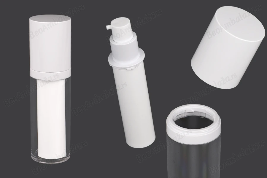 Dopunjiva plastična Airless flašica od 30 mL za kreme, sa spoljnim akrilnim kućištem-slika_proizvoda