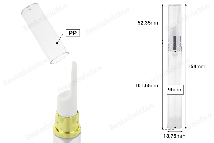 Airless providna flašica 15mL za serum - 12 kom-dimenzije_slike